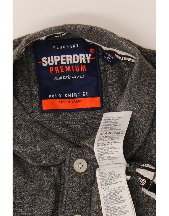 Superdry Mens Graphic Polo Shirt XL Grey Cotton