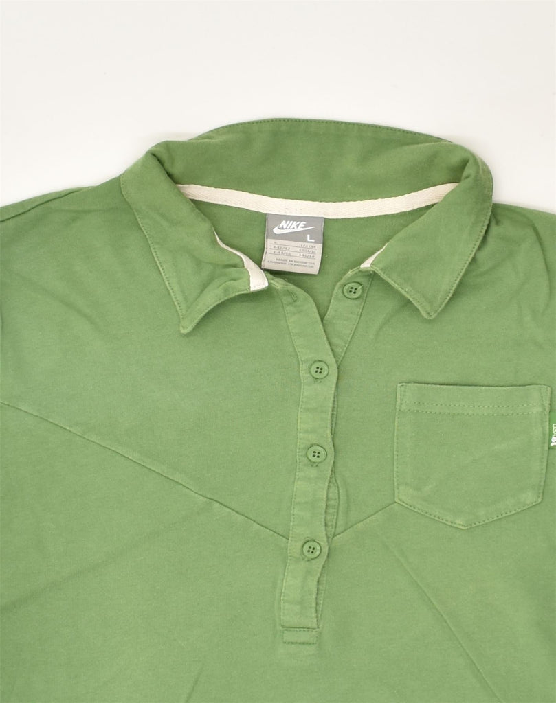 NIKE Womens Polo Shirt UK 14-16 Large Green | Vintage Nike | Thrift | Second-Hand Nike | Used Clothing | Messina Hembry 