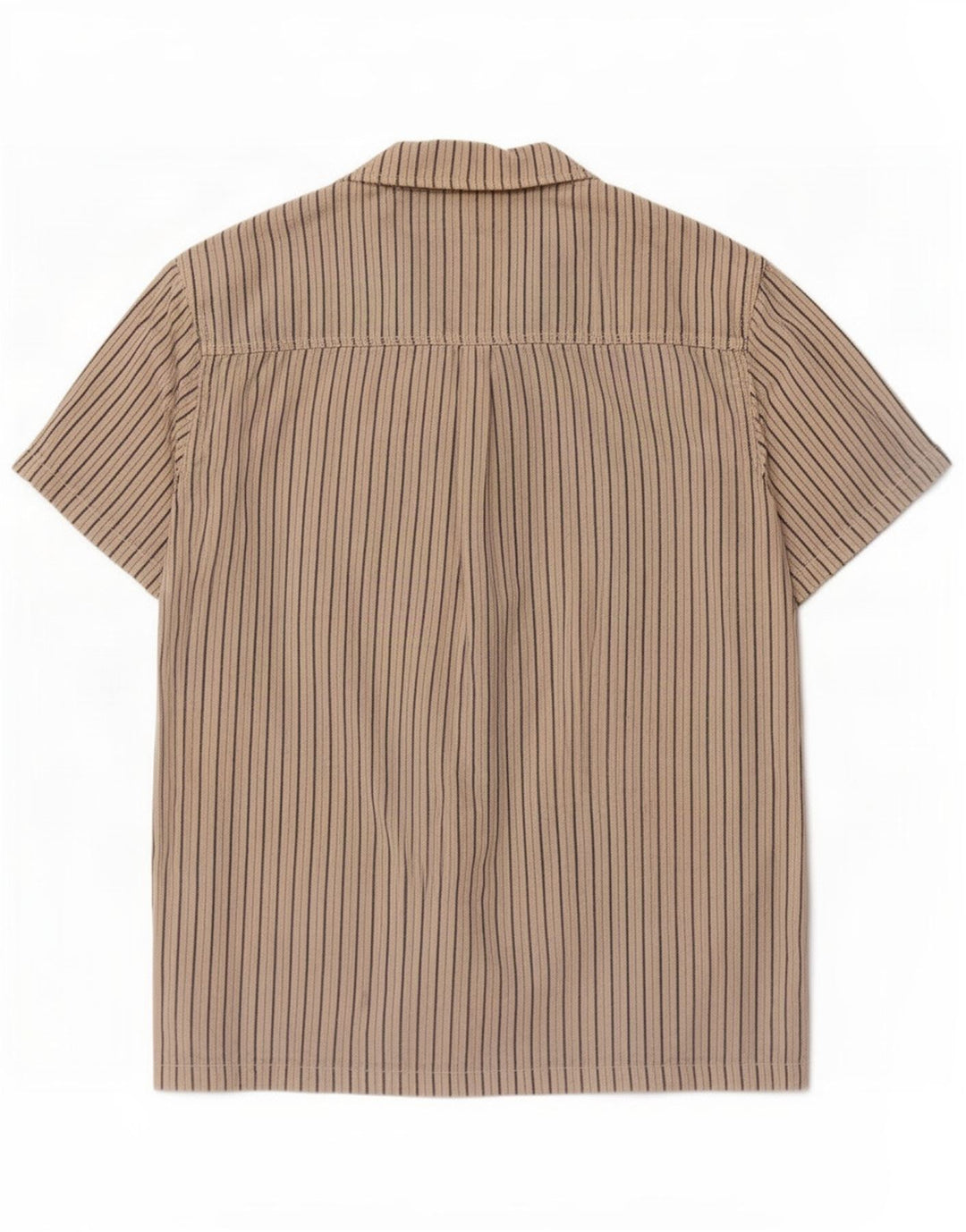 Lee Mens Short Sleeve Shirt Medium Beige Pinstripe Cotton