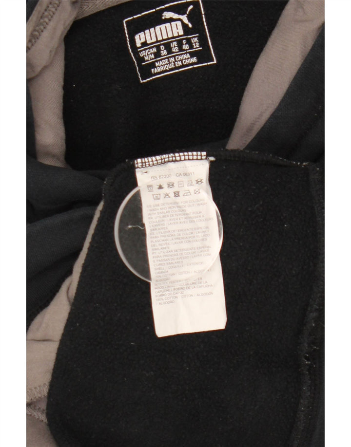 Puma Womens Graphic Hoodie Jumper UK 12 Medium Black Cotton