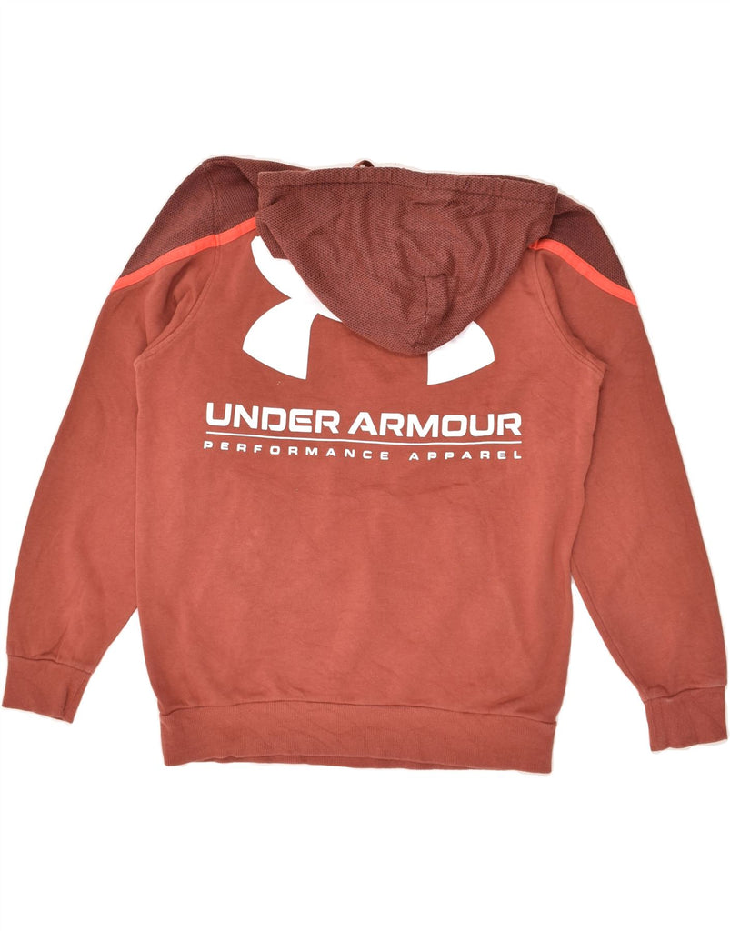 UNDER ARMOUR Mens Graphic Hoodie Jumper Small Brown Colourblock Cotton | Vintage Under Armour | Thrift | Second-Hand Under Armour | Used Clothing | Messina Hembry 