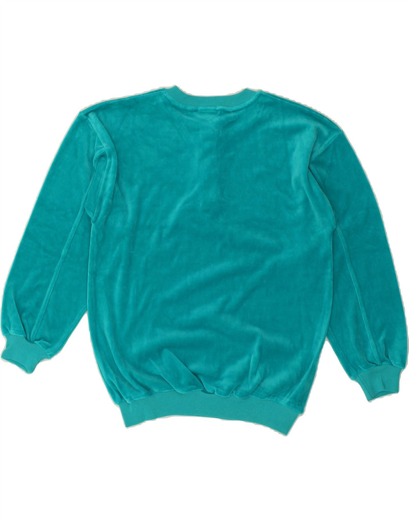 NEW FAST Womens Velour Sweatshirt Jumper EU 36/38 Small Turquoise Cotton Vintage New Fast and Second-Hand New Fast from Messina Hembry 