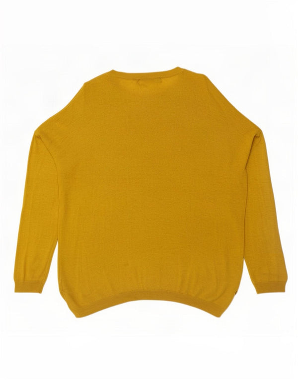 Marks & Spencer Womens Crew Neck Jumper Sweater UK 16 Large Yellow Viscose