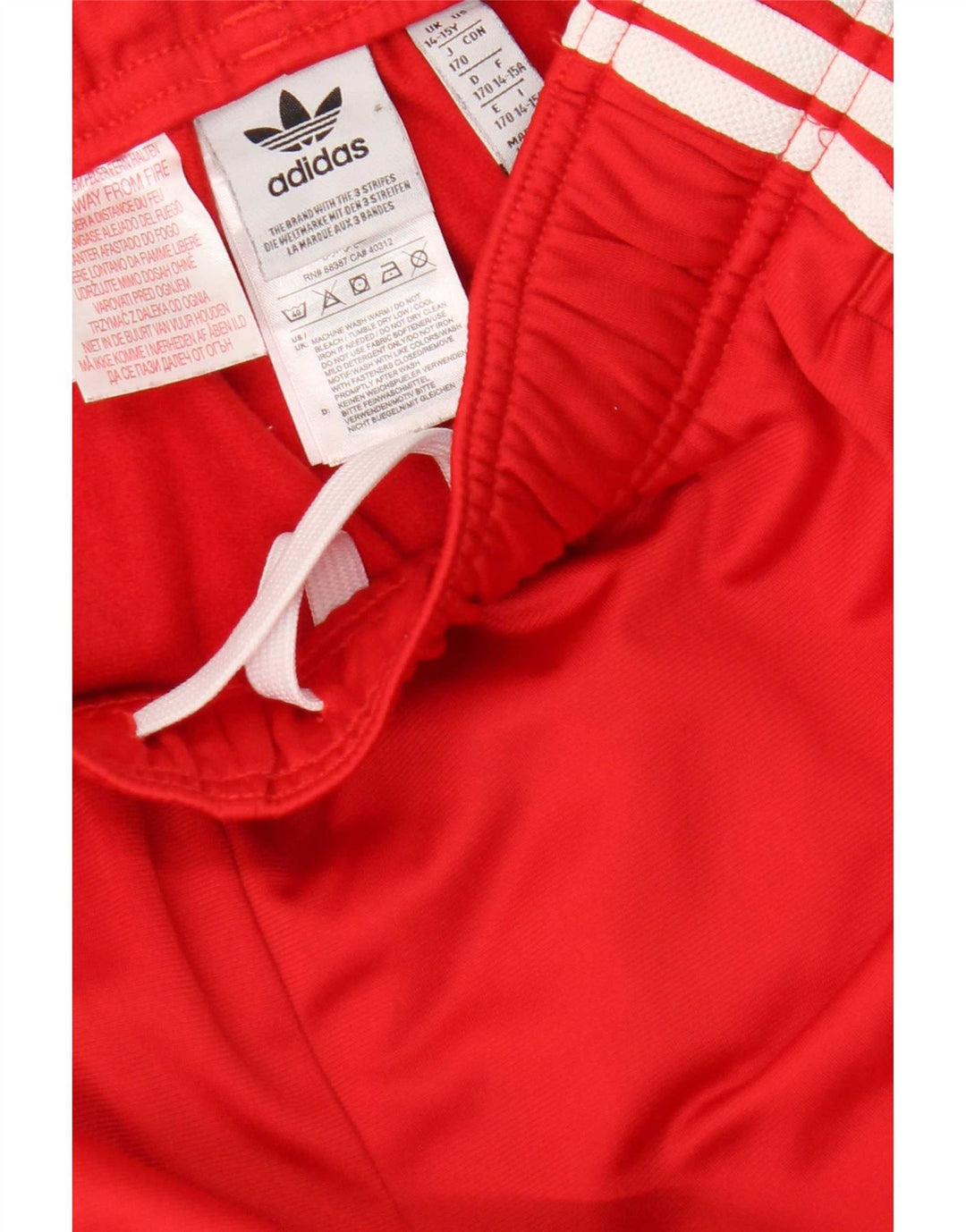 Adidas Boys Tracksuit Trousers Joggers 14-15 Years Red Polyester