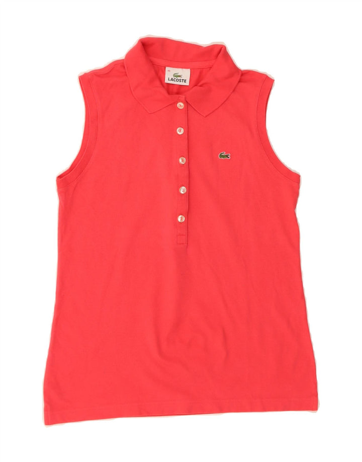 LACOSTE Womens Sleeveless Polo Shirt Size 40 Medium Red Cotton Vintage Lacoste and Second-Hand Lacoste from Messina Hembry 
