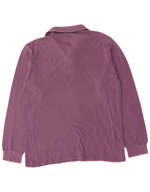 LACOSTE Mens Long Sleeve Polo Shirt Medium Purple Cotton