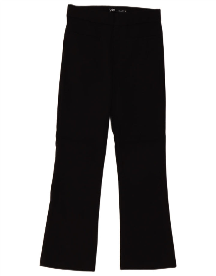 Zara Womens Flare Cropped Trousers Medium W28 L25 Black