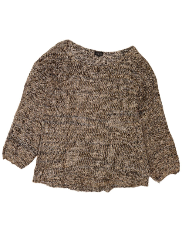 Topshop Womens Boat Neck Jumper Sweater UK 12 Medium Brown Flecked