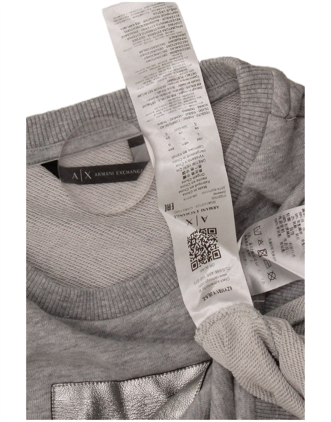 Armani Exchange Womens Graphic Sweatshirt Jumper UK 16 Large Grey Cotton