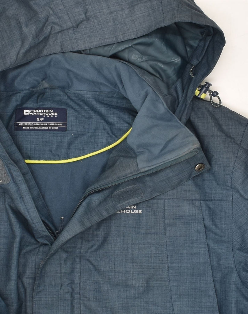 MOUNTAIN WAREHOUSE Mens Hooded Rain Jacket UK 36 Small Blue Polyester | Vintage Mountain Warehouse | Thrift | Second-Hand Mountain Warehouse | Used Clothing | Messina Hembry 