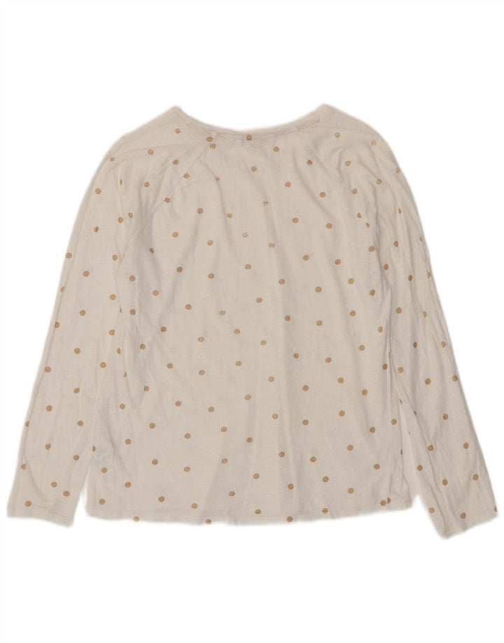 BODEN Womens Top Long Sleeve UK 12 Medium White Polka Dot Cotton
