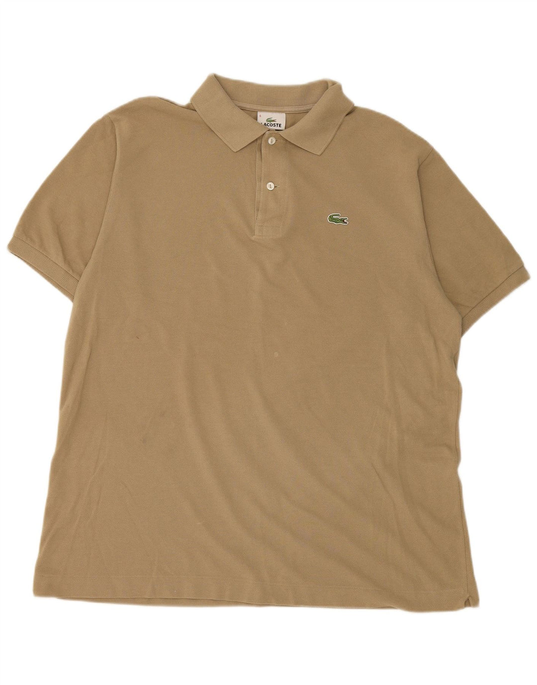 Lacoste Mens Polo Shirt Size 6 XL Beige Cotton