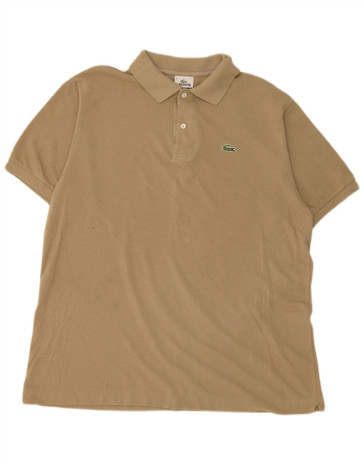 Lacoste Mens Polo Shirt Size 6 XL Beige Cotton