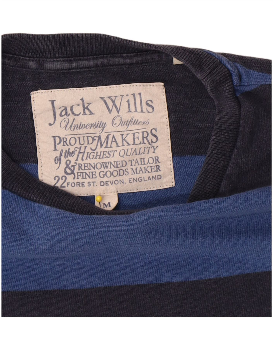 Jack Wills Mens T-Shirt Top Medium Navy Blue Striped Cotton