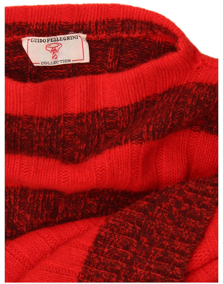 Vintage Womens Turtle Neck Jumper Sweater UK 16 Large Red Striped