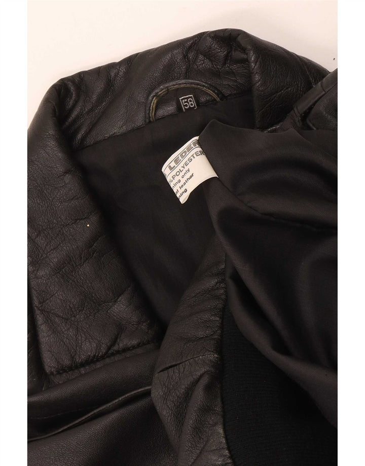 Vintage Mens Leather Bomber Jacket UK 42 XL Black
