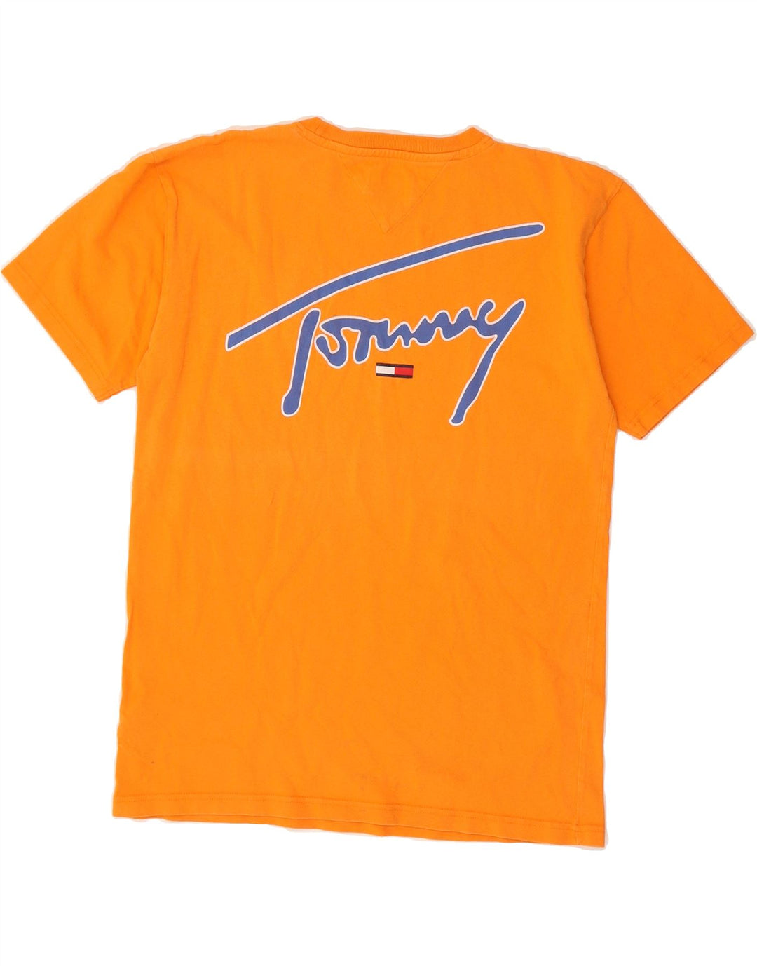 TOMMY HILFIGER Mens Graphic T-Shirt Top Small Orange Cotton Vintage Tommy Hilfiger and Second-Hand Tommy Hilfiger from Messina Hembry 