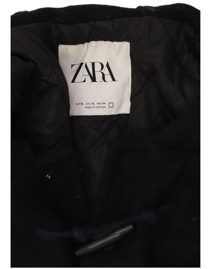Zara Mens Hooded Duffle Jacket UK 42 XL Navy Blue