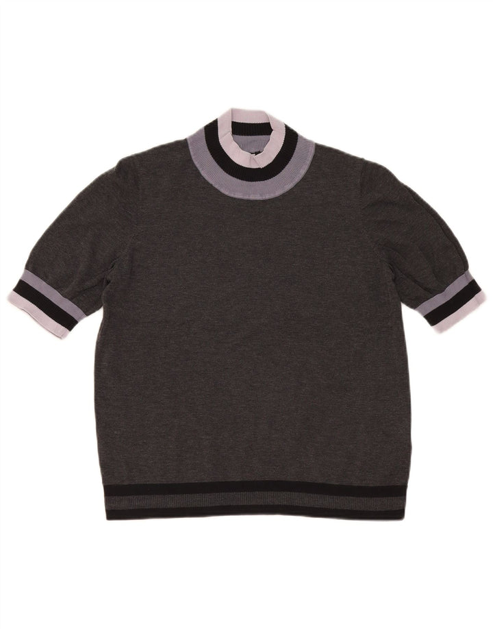 Cos Womens Turtle Neck Jumper Sweater UK 14 Medium Grey Colourblock