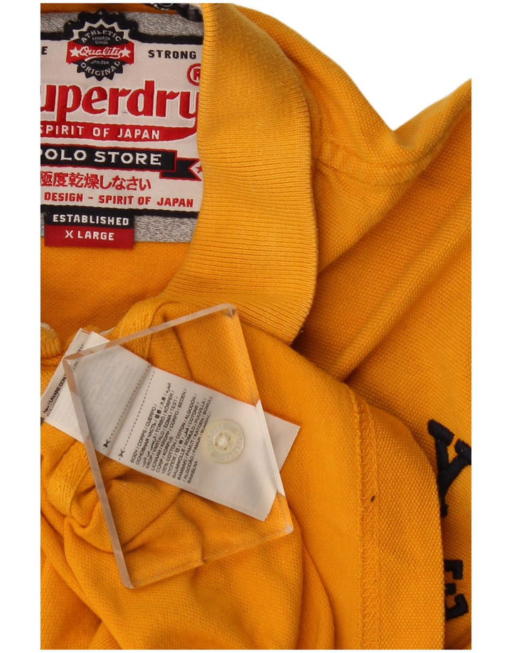 SUPERDRY Mens Graphic Polo Shirt XL Yellow Cotton