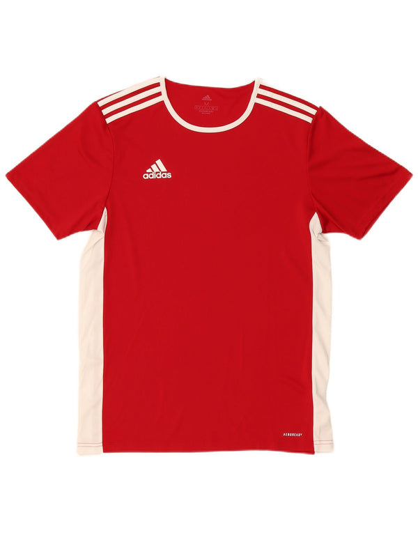 Adidas Mens Aeroready T-Shirt Top Medium Red Colourblock Polyester