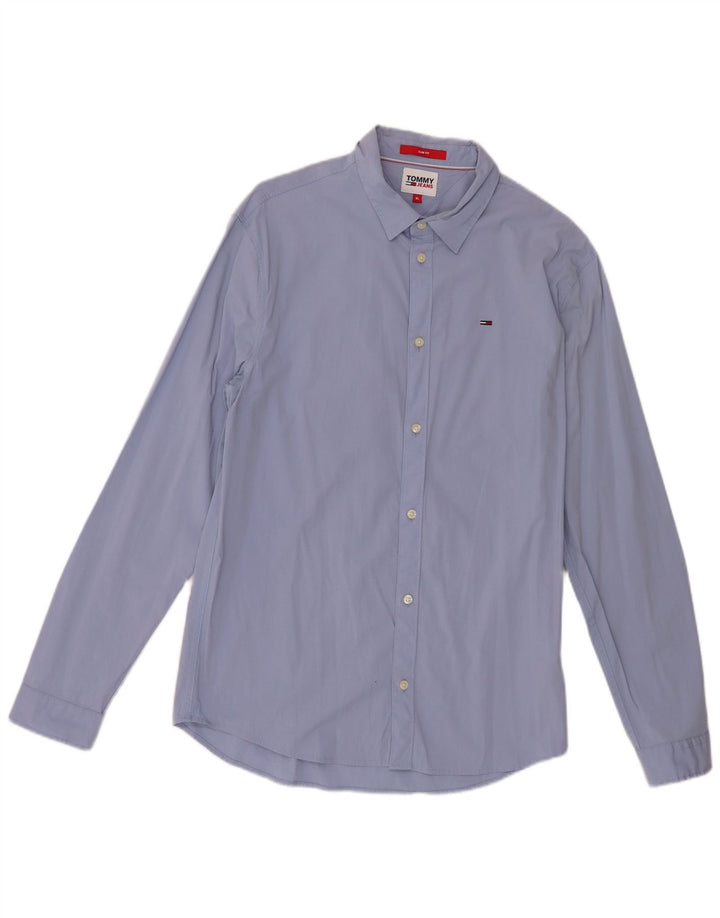 Tommy Hilfiger Mens Slim Fit Shirt XL Blue Cotton