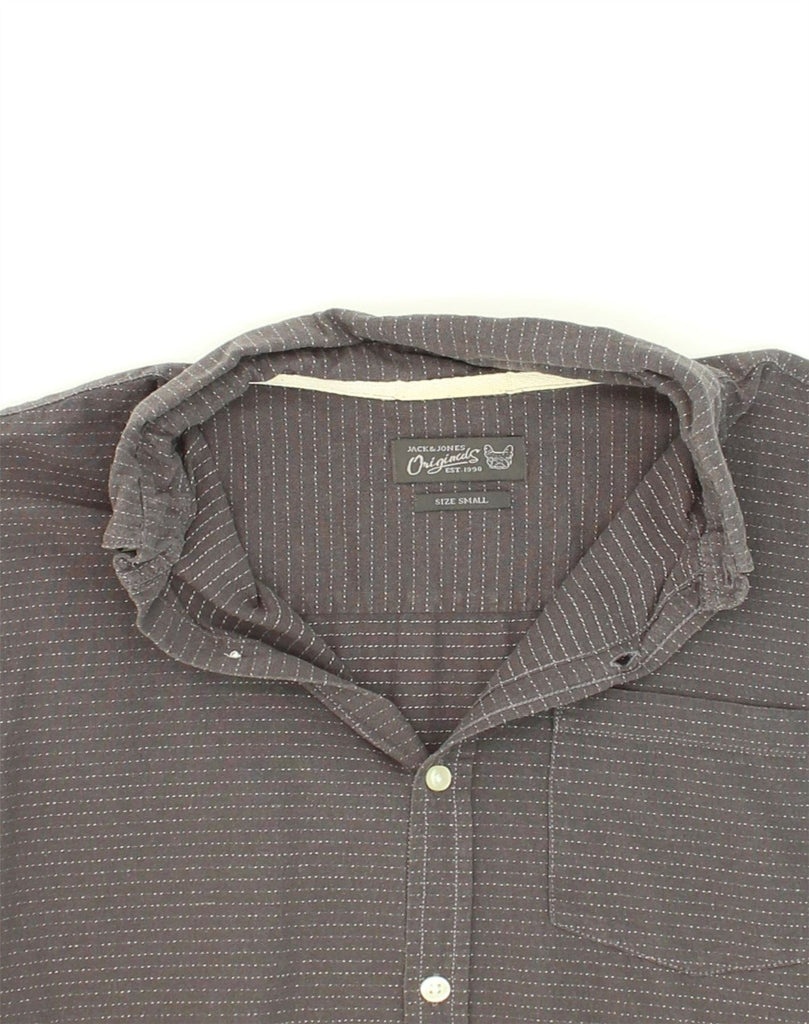 JACK & JONES Mens Short Sleeve Shirt Small Grey Pinstripe Cotton | Vintage Jack & Jones | Thrift | Second-Hand Jack & Jones | Used Clothing | Messina Hembry 