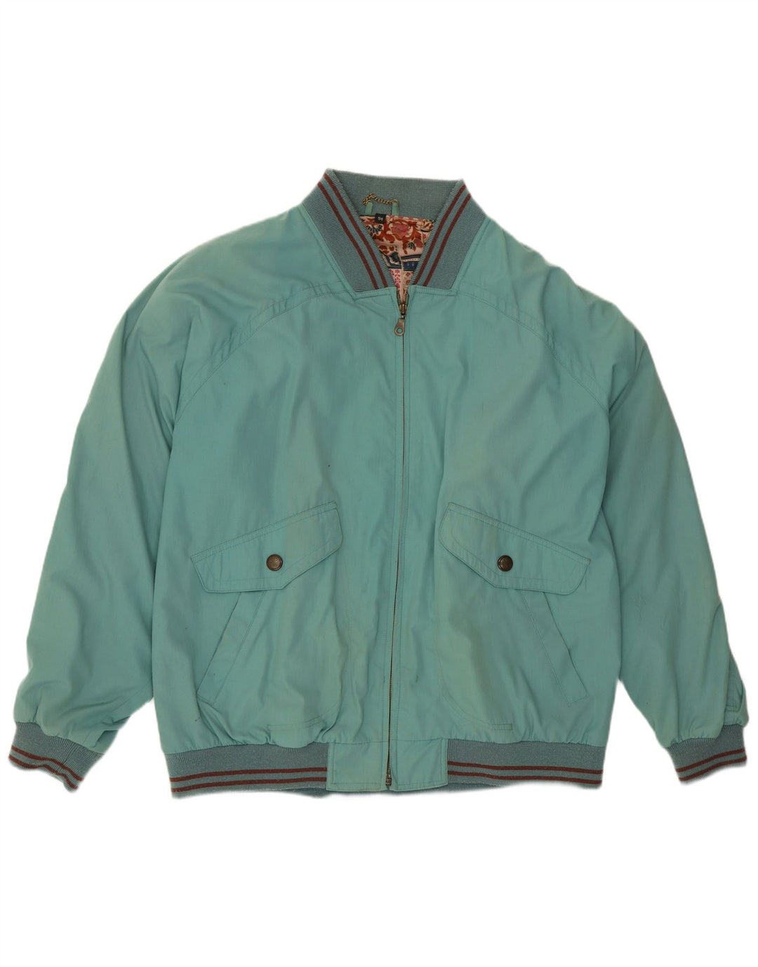 Vintage Mens Bomber Jacket IT 54 2XL Blue Striped Polyester