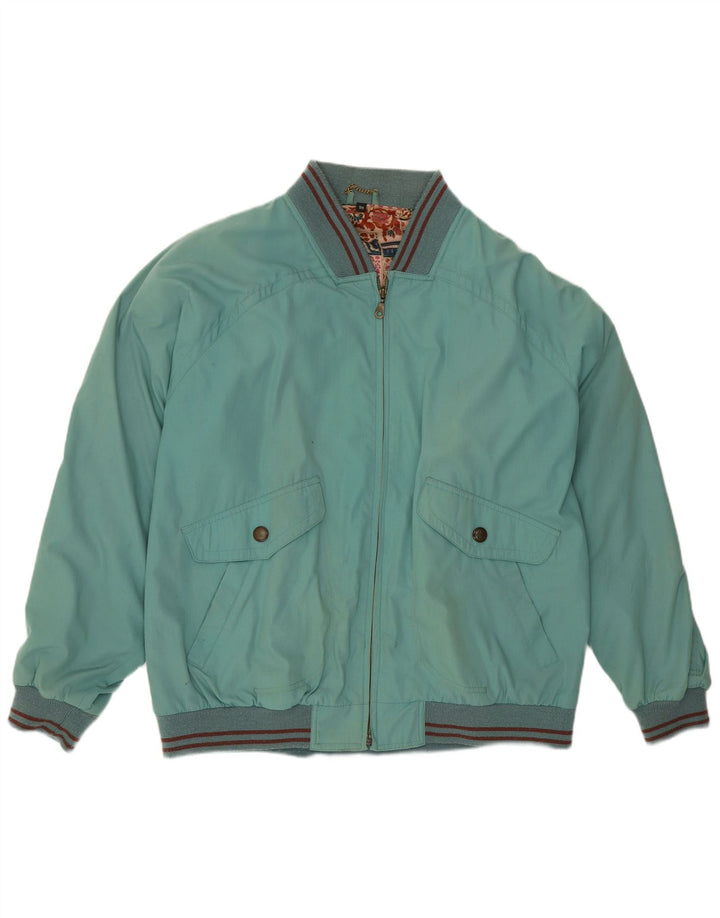 Vintage Mens Bomber Jacket IT 54 2XL Blue Striped Polyester