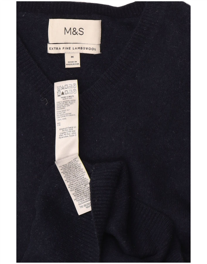 Marks & Spencer Mens Vest Tank Top Medium Navy Blue Lambswool