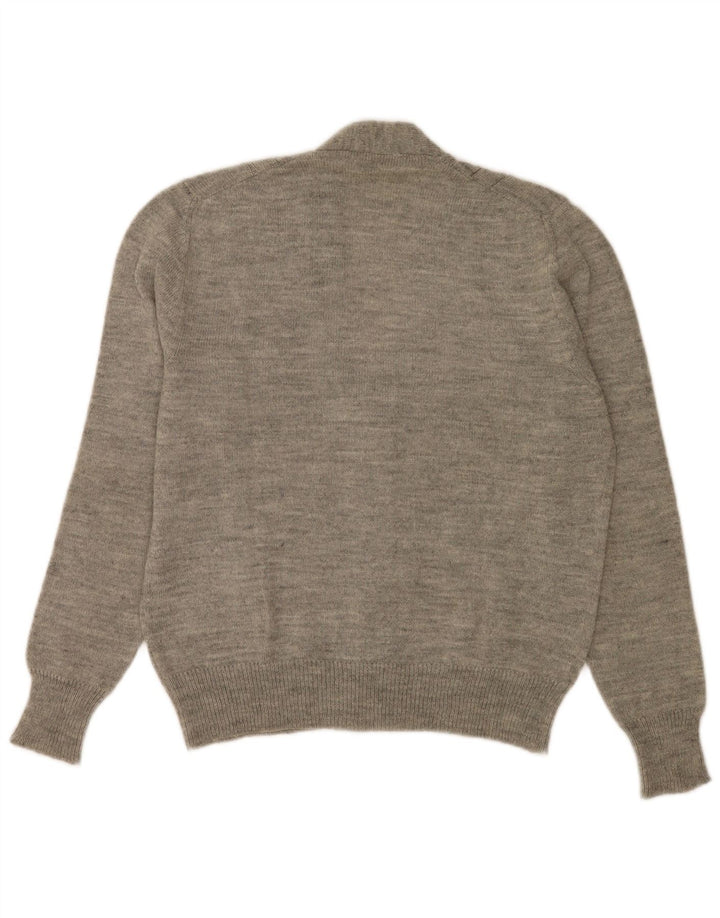 Vintage Mens Cardigan Sweater Medium Grey Flecked