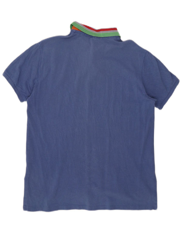 Polo Ralph Lauren Mens Custom Fit Shirt Large Blue Colourblock Cotton
