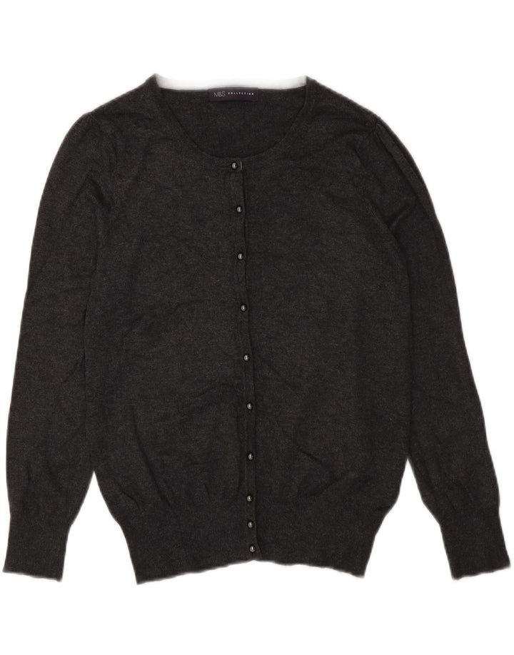 Marks & Spencer Womens Cardigan Sweater UK 12 Medium Grey Viscose