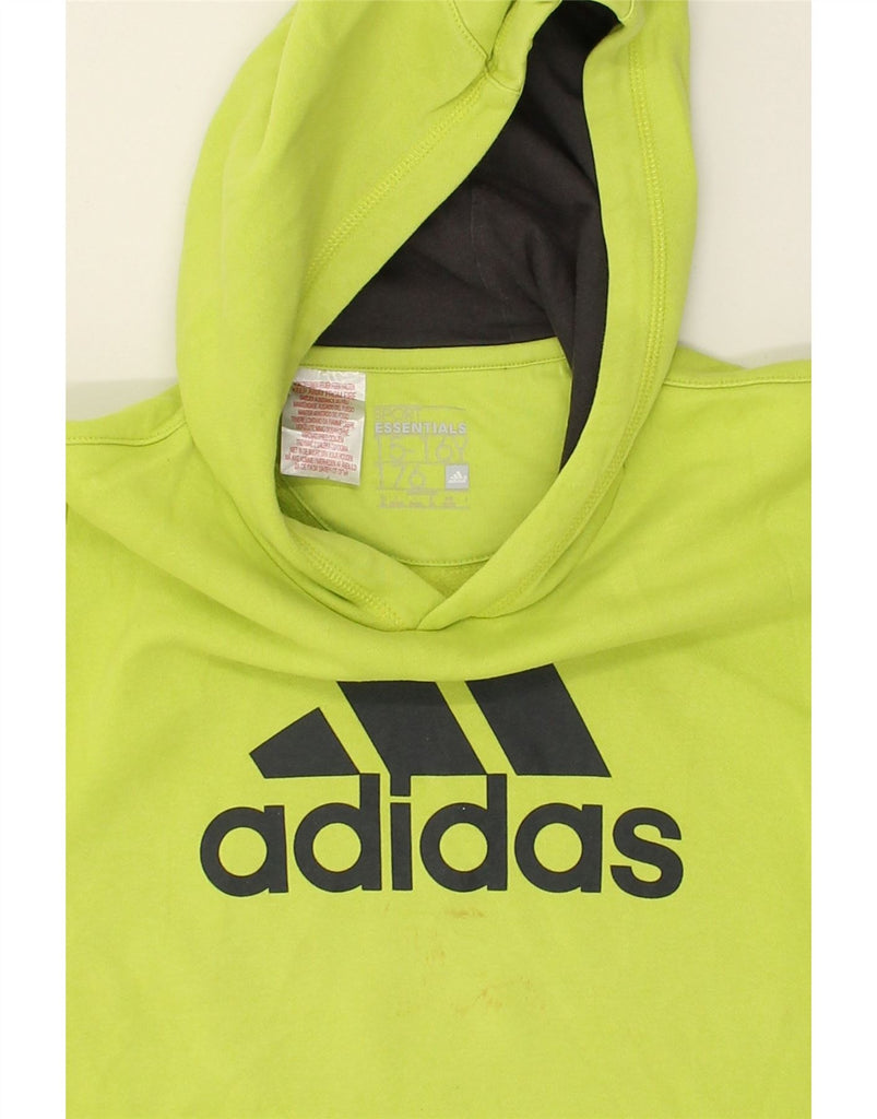 ADIDAS Boys Graphic Hoodie Jumper 15-16 Years Green Cotton | Vintage Adidas | Thrift | Second-Hand Adidas | Used Clothing | Messina Hembry 