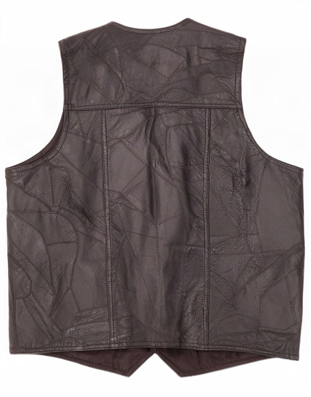Vintage Mens Leather Waistcoat Large Black