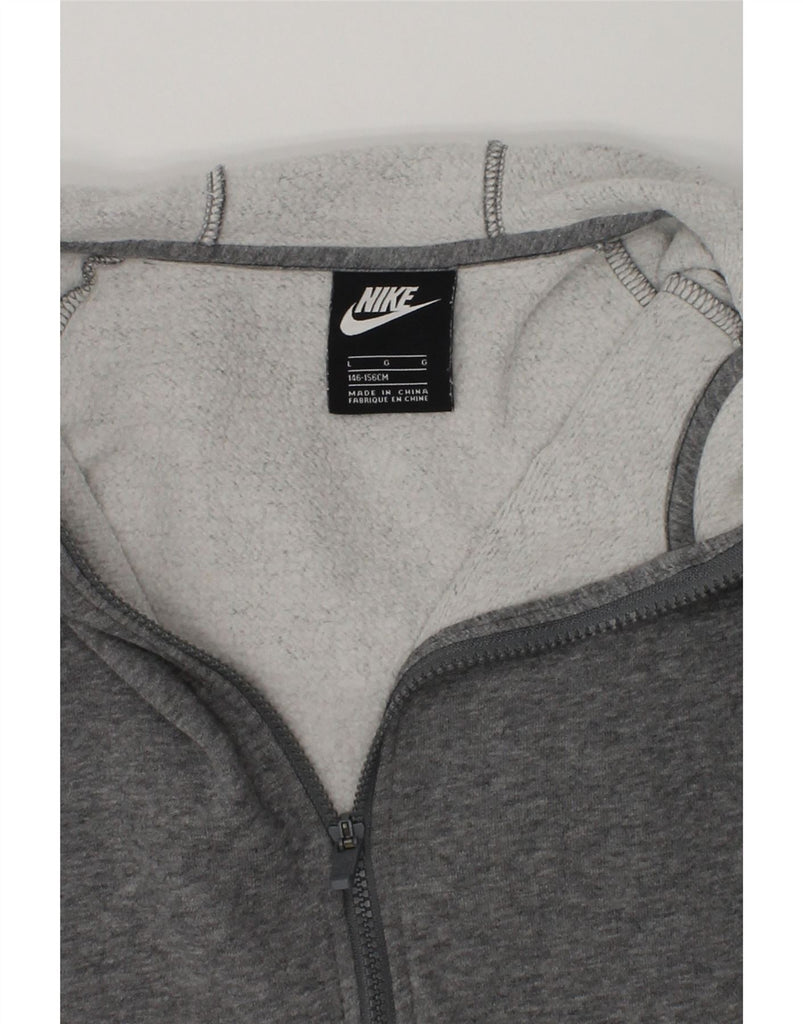 NIKE Girls Zip Hoodie Sweater 12-13 Years Large Grey Cotton | Vintage Nike | Thrift | Second-Hand Nike | Used Clothing | Messina Hembry 