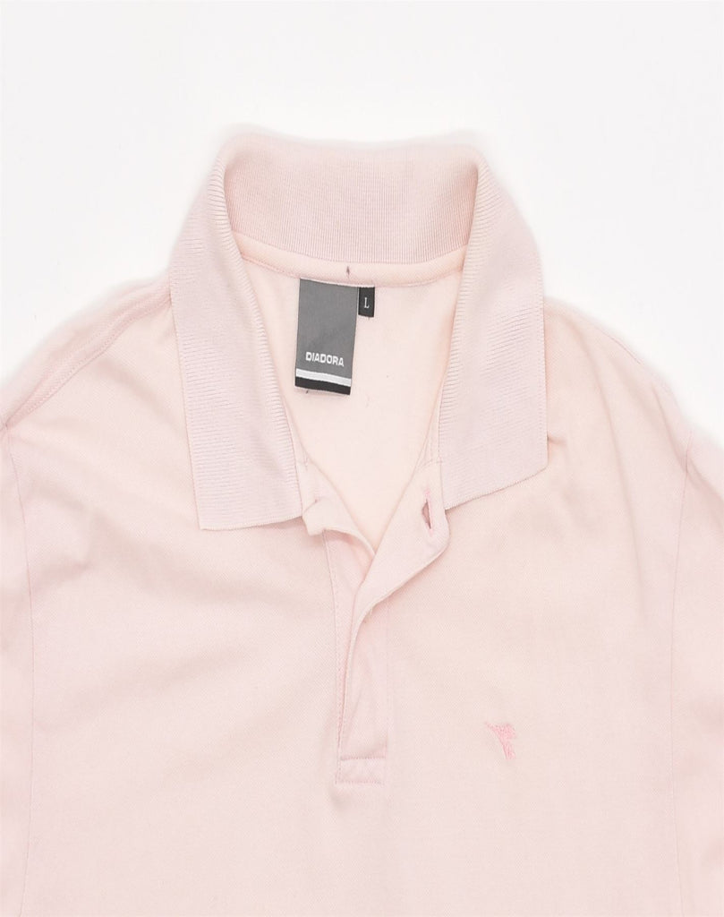 DIADORA Mens Polo Shirt Large Pink Cotton | Vintage | Thrift | Second-Hand | Used Clothing | Messina Hembry 