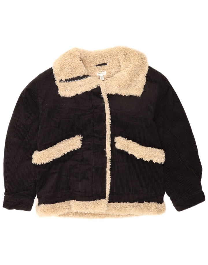 Topshop Womens Oversized Corduroy Jacket UK 8 Small Black Colourblock