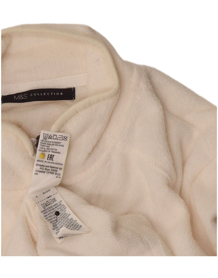 Marks & Spencer Womens Fleece Jacket UK 12 Medium Off White Polyester