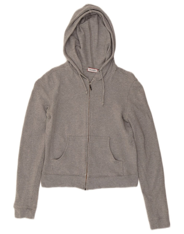 Max & Co. Womens Crop Zip Hoodie Sweater UK 8 Small Grey Cotton
