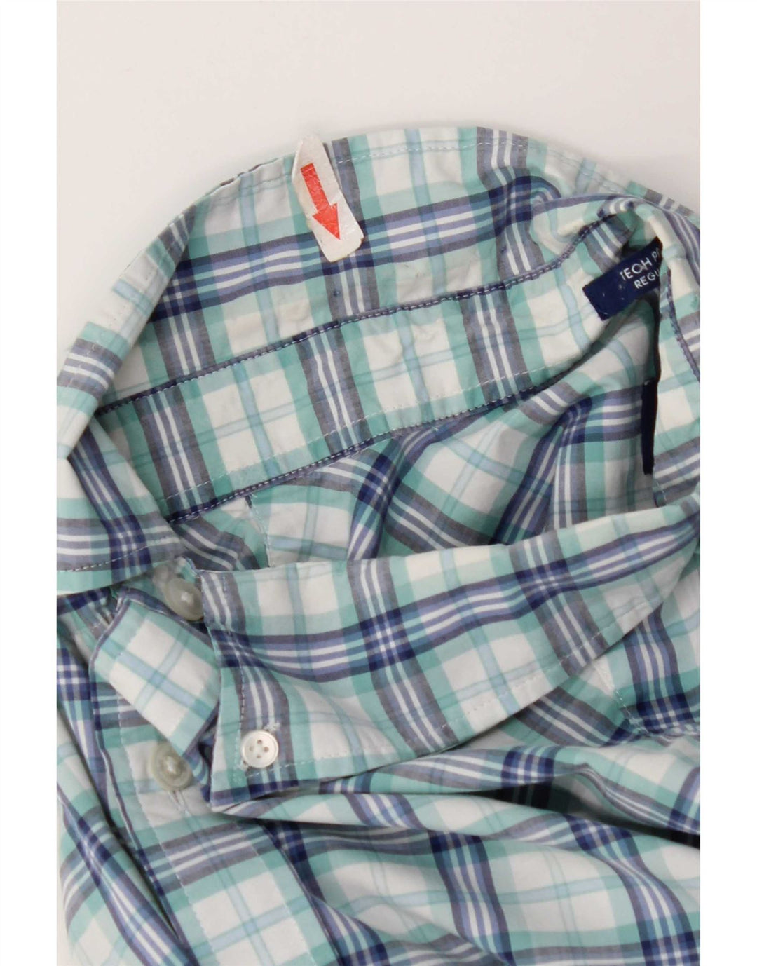 Gap Mens Short Sleeve Regular Fit Shirt Size 41/42 Large Blue Check Cotton
