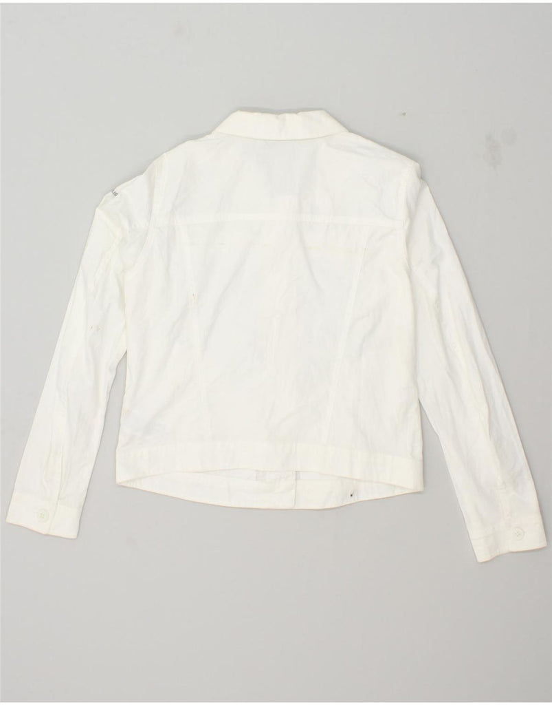 COLUMBIA Womens Crop Bomber Jacket UK 14 Medium White Cotton | Vintage Columbia | Thrift | Second-Hand Columbia | Used Clothing | Messina Hembry 