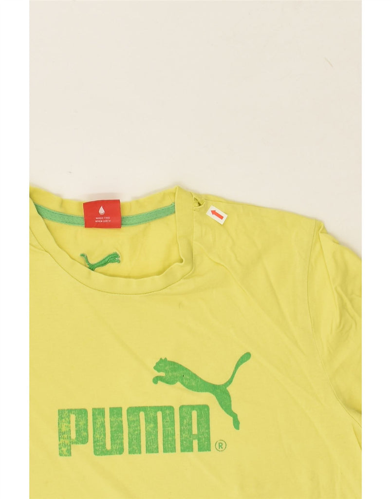 PUMA Mens Graphic T-Shirt Top Small Yellow | Vintage Puma | Thrift | Second-Hand Puma | Used Clothing | Messina Hembry 