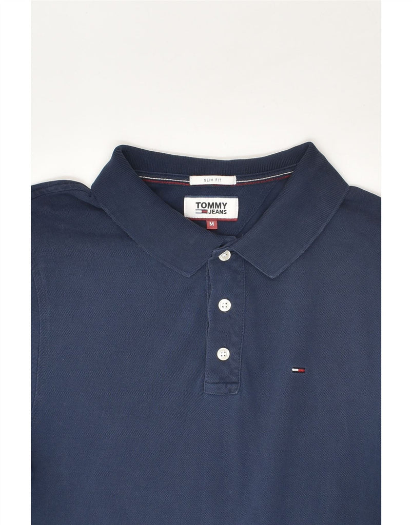 TOMMY JEANS Mens Slim Fit Polo Shirt Medium Navy Blue Cotton | Vintage Tommy Jeans | Thrift | Second-Hand Tommy Jeans | Used Clothing | Messina Hembry 