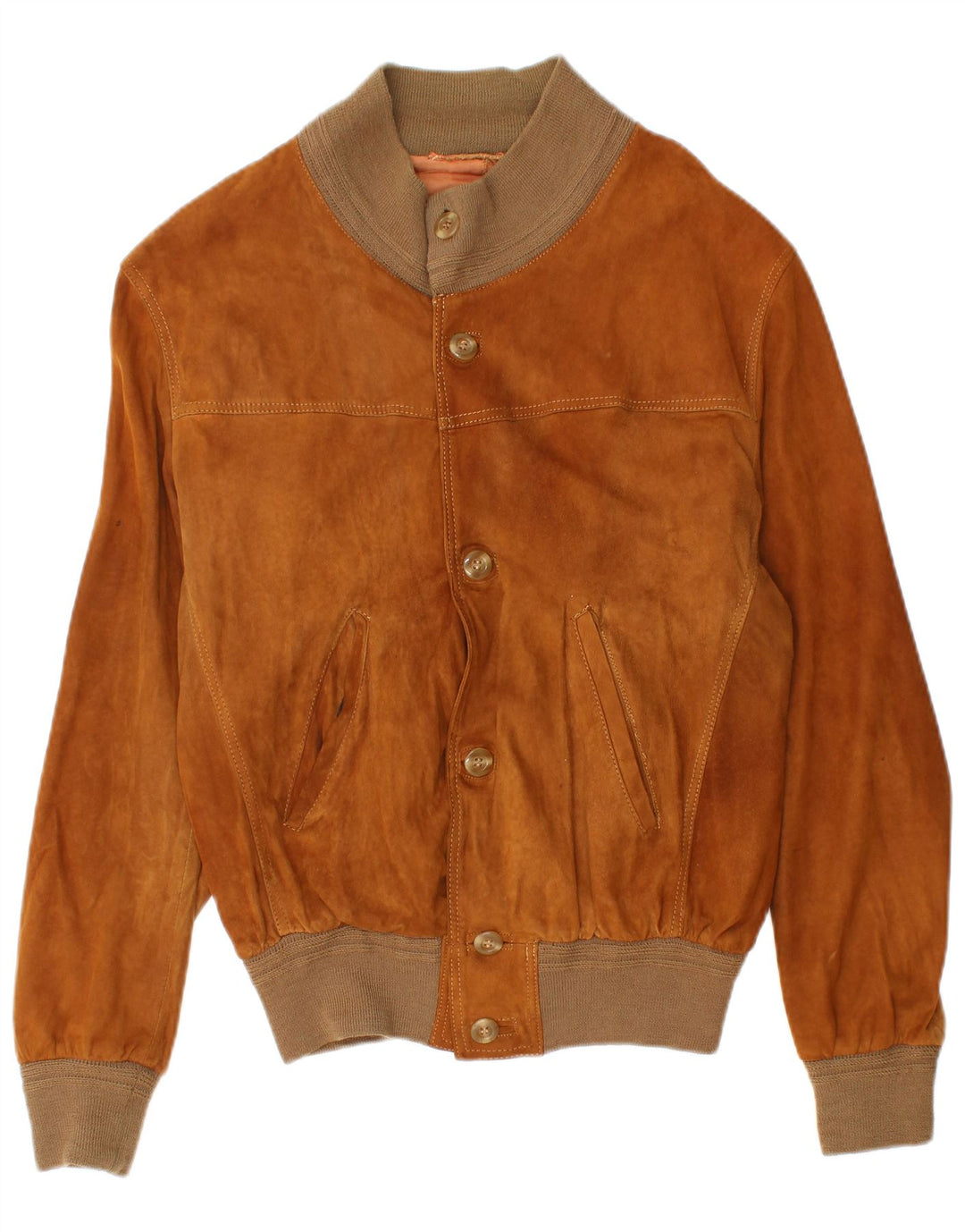 Vintage Mens Suede Bomber Jacket IT 50 Large Brown