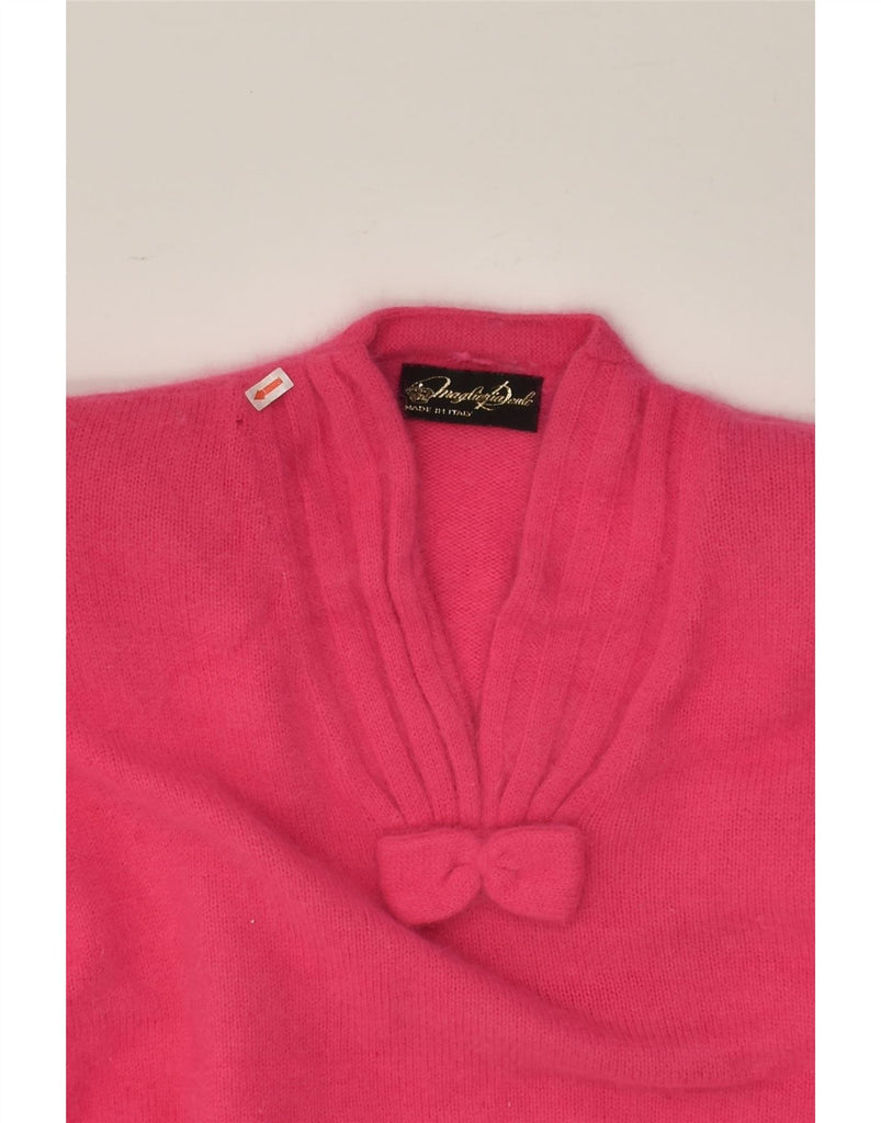 VINTAGE Womens V-Neck Jumper Sweater UK 16 Large Pink Angora | Vintage Vintage | Thrift | Second-Hand Vintage | Used Clothing | Messina Hembry 