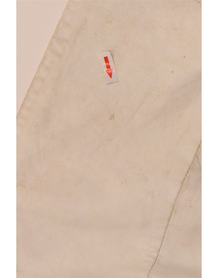 Vintage Womens Leather 2 Piece Skirt Set UK 12 Medium W26  Off White