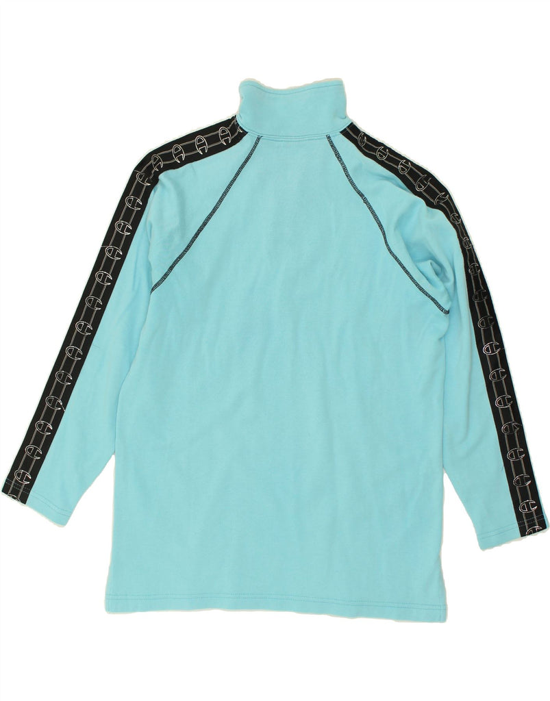 CHAMPION Mens Zip Neck Top Long Sleeve Small Turquoise Cotton | Vintage Champion | Thrift | Second-Hand Champion | Used Clothing | Messina Hembry 