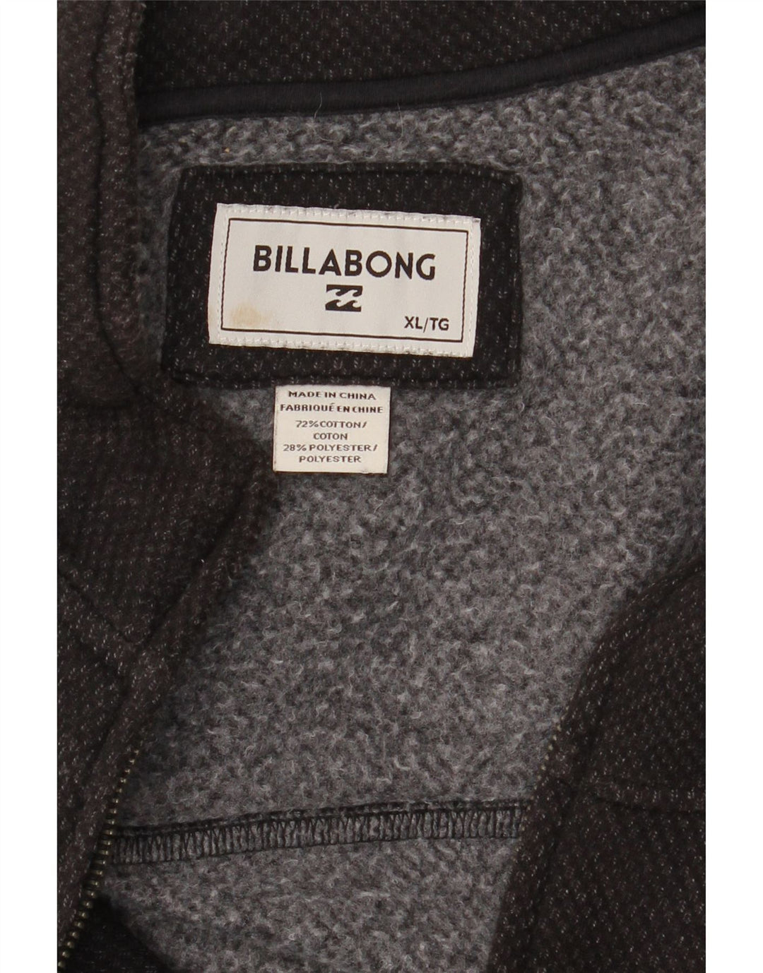 Billabong Mens Tracksuit Top Jacket XL Grey Cotton
