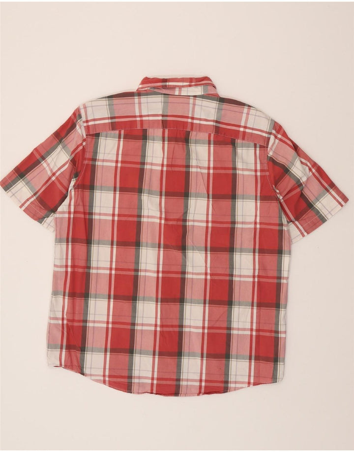 EDDIE BAUER Mens Short Sleeve Shirt Large Red Check Cotton